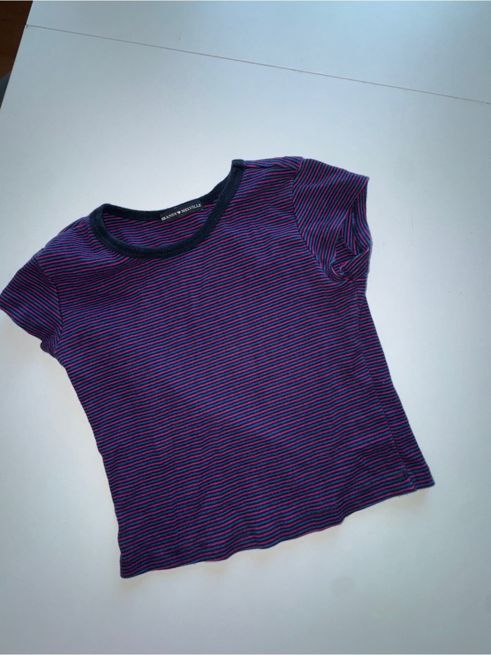 Brandy Melville Striped Ashlyn Top in Purple & Navy